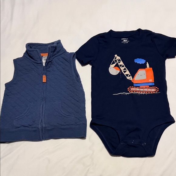 Carter's Other - Carter's Blue Bodysuit and Quilted Vest Set